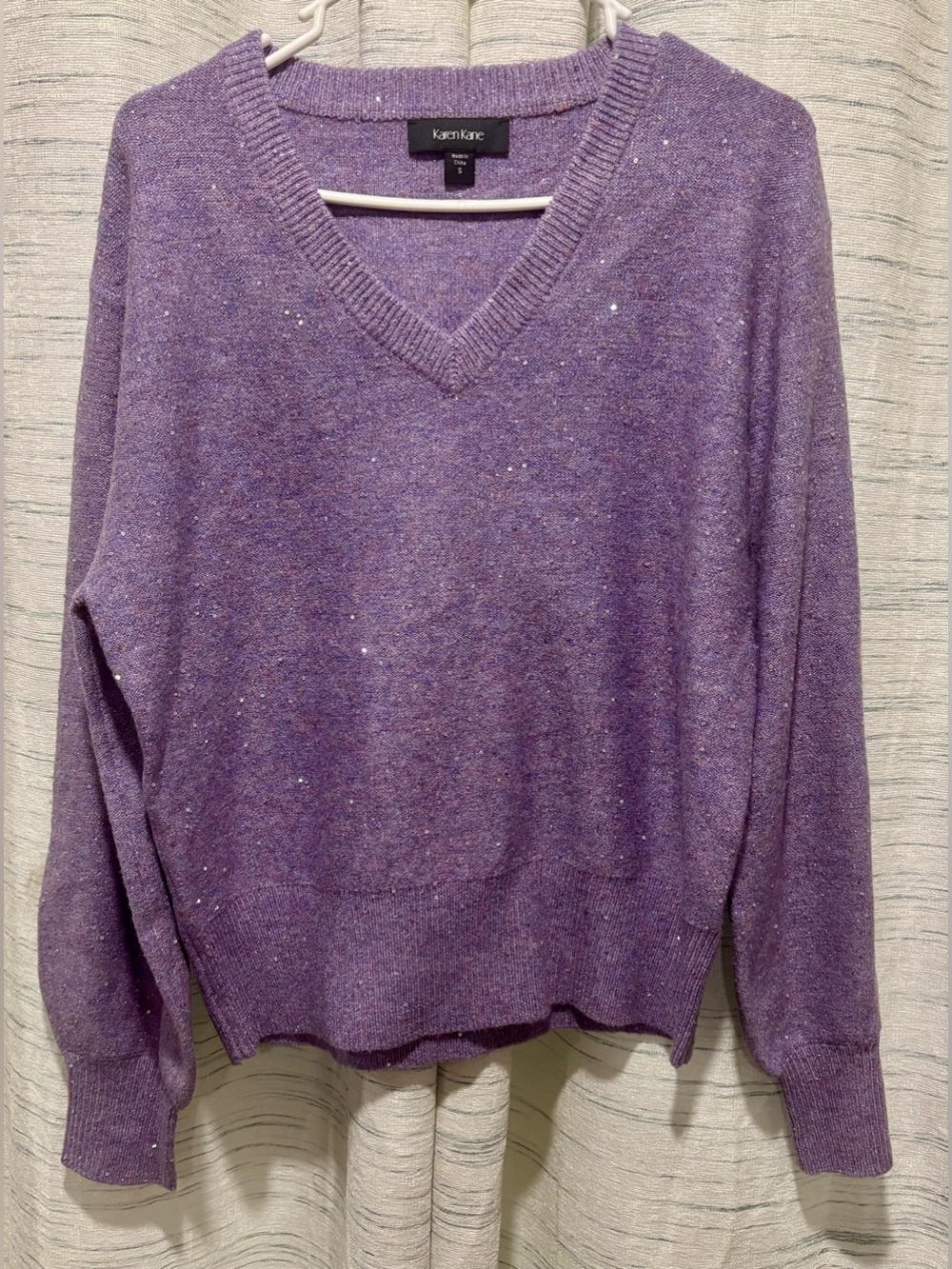 Karen Kane Lavender Sequin V-Neck Sweater